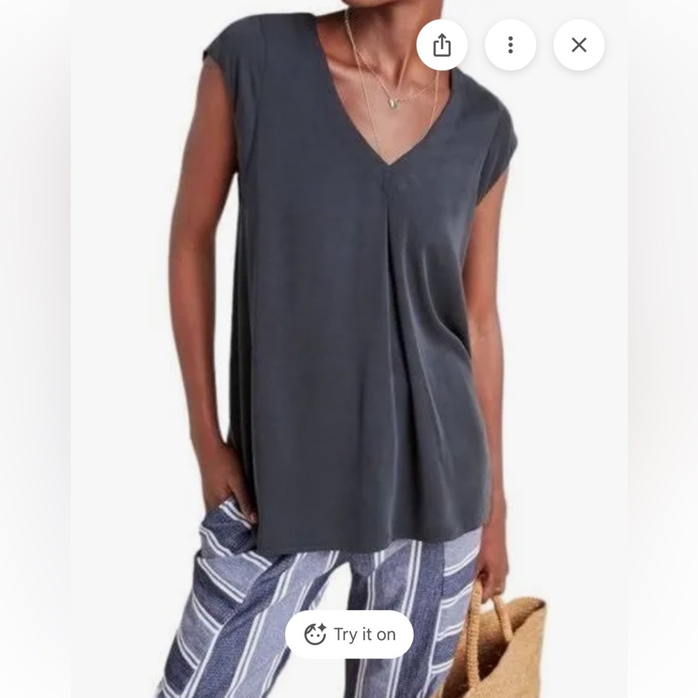 Anthropologie Maeve Ally black modal top w cut outs
